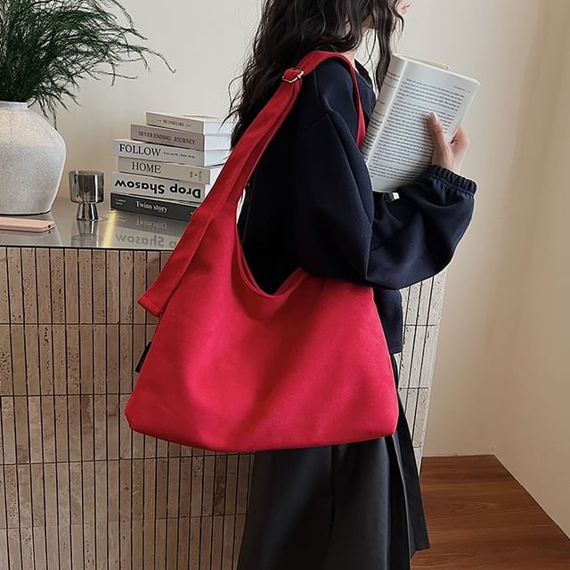Skyglow-Faux Suede Plain Crossbody Bag