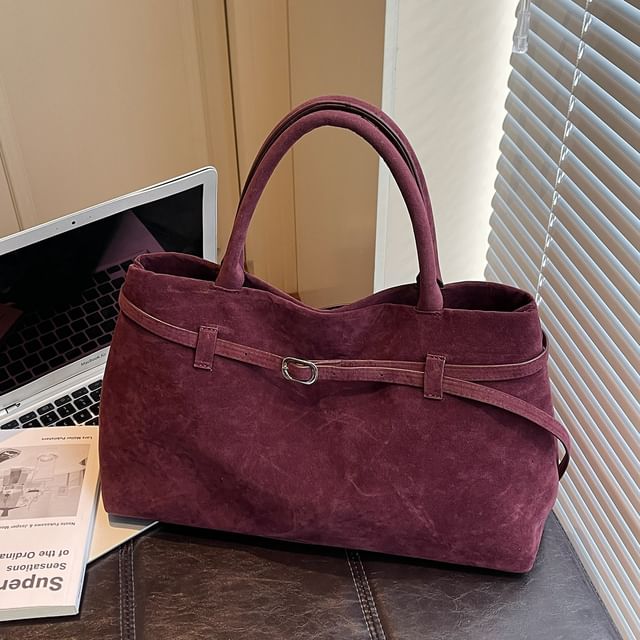 Skyglow-Faux Suede Plain Shoulder Bag