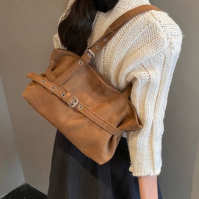Skyglow-Faux Suede Plain Tote Bag