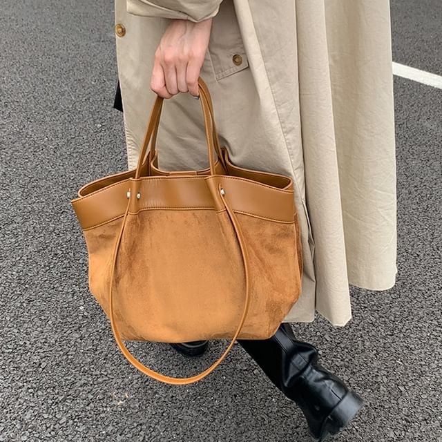 Skyglow-Faux Suede Tote Bag