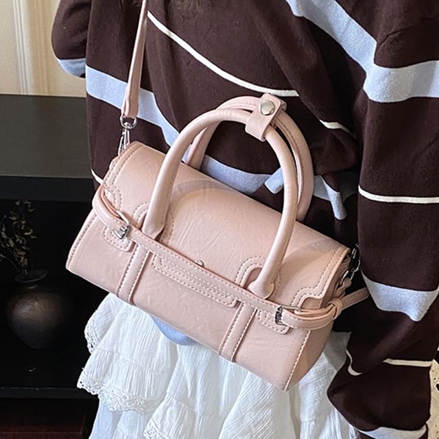 Skyglow-Flap Belted Top Handle Crossbody Bag