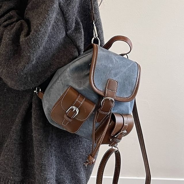 Skyglow-Flap Denim Backpack