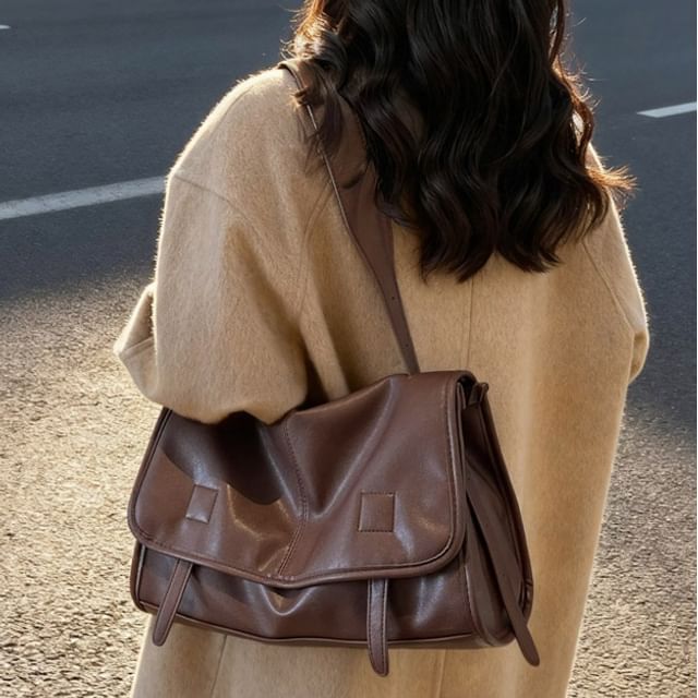 Skyglow-Flap Faux Leather Shoulder Bag