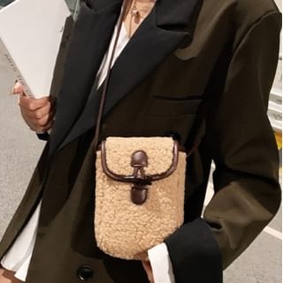 Skyglow-Flap Toggle Fleece Crossbody Phone Pouch