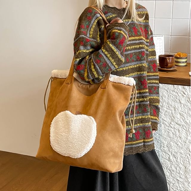 Skyglow-Fleece Panel Drawstring Tote Bag