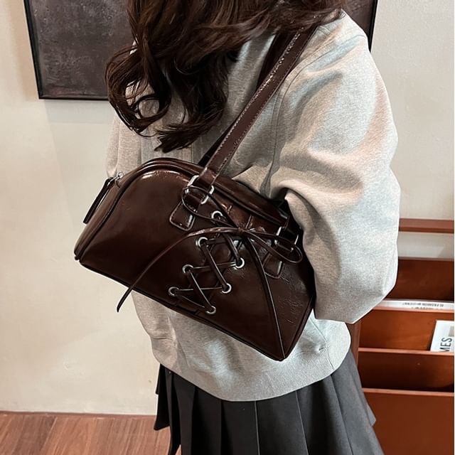 Skyglow-Lace Up Panel Bowler Bag