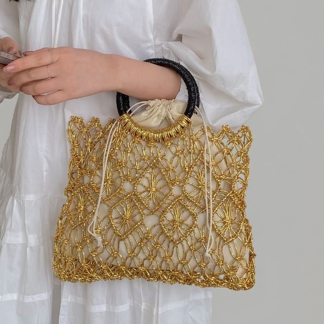 Skyglow-Metallic Crochet Tote Bag