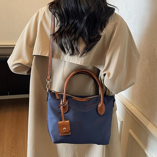 Skyglow-Nylon Top Handle Shoulder Bag