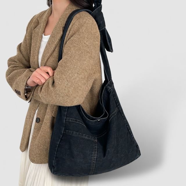 Skyglow-Panel Denim Messenger Bag