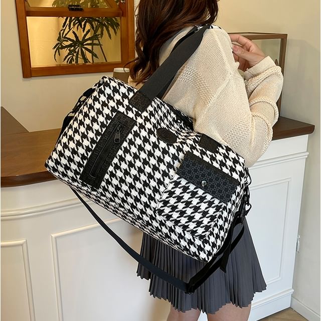 Skyglow-Panel Houndstooth Carryall