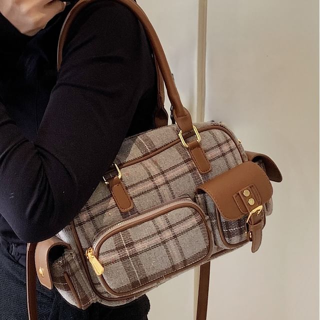Skyglow-Plaid Boston Bag