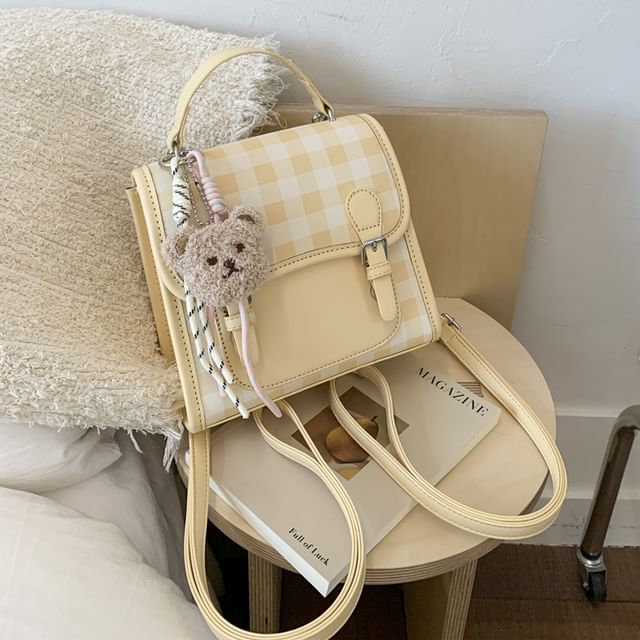 Skyglow-Plaid Flap Backpack