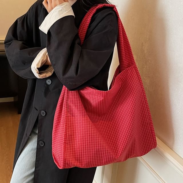 Skyglow-Plaid Shoulder Bag