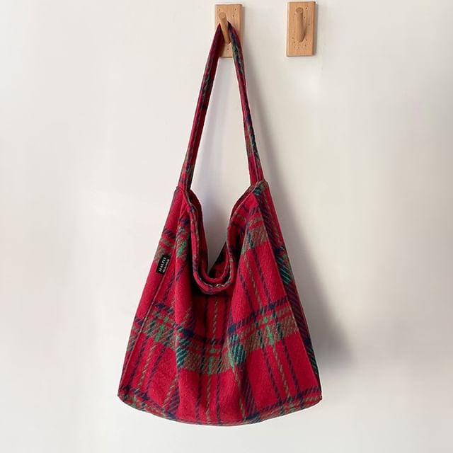 Skyglow-Plaid Tote Bag