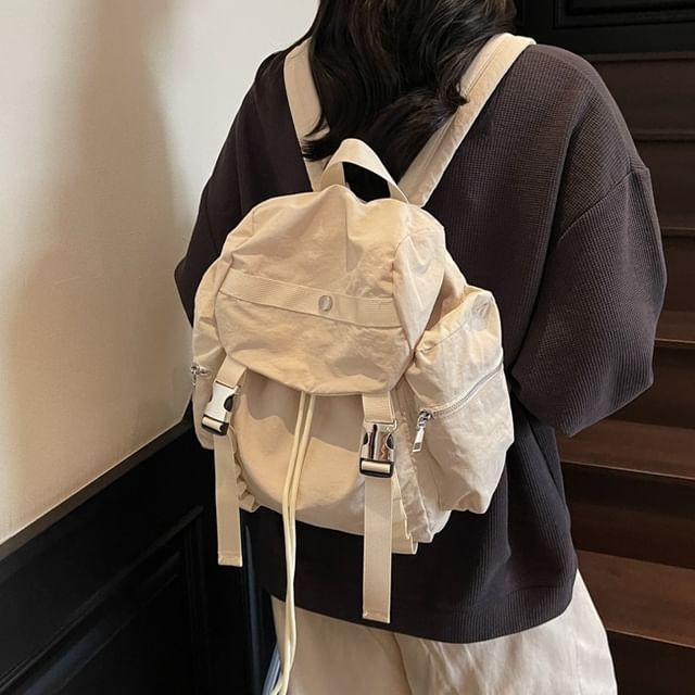 Skyglow-Plain Buckled Flap Backpack