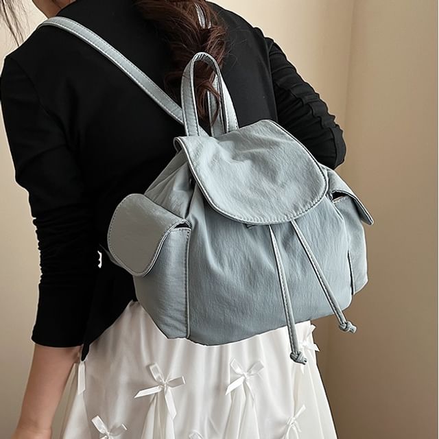Skyglow-Plain Drawstring Canvas Backpack