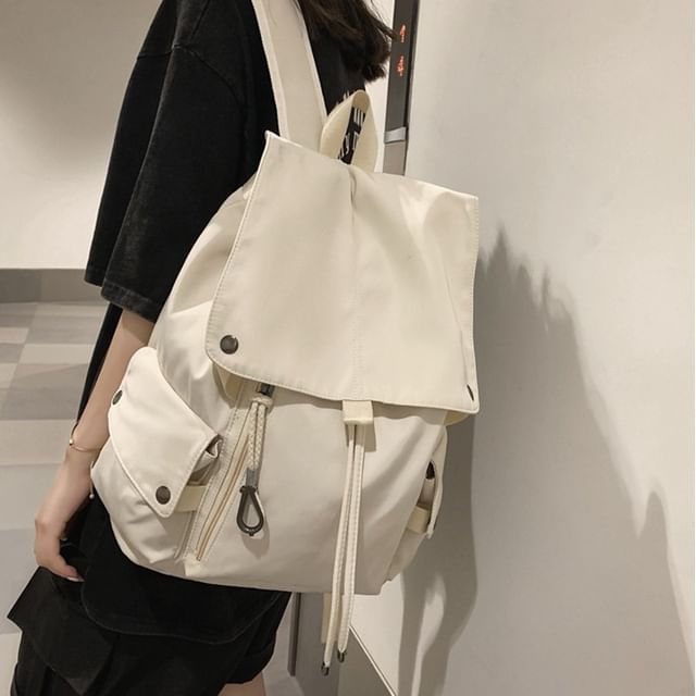 Skyglow-Plain Drawstring Nylon Backpack
