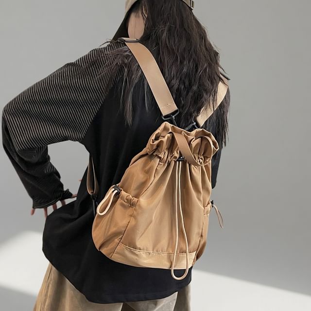 Skyglow-Plain Drawstring Nylon Backpack