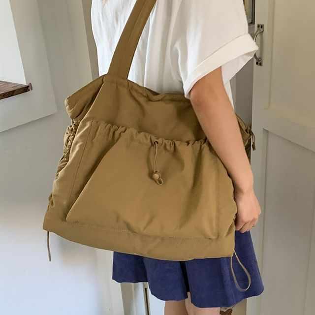 Skyglow-Plain Drawstring Nylon Tote Bag