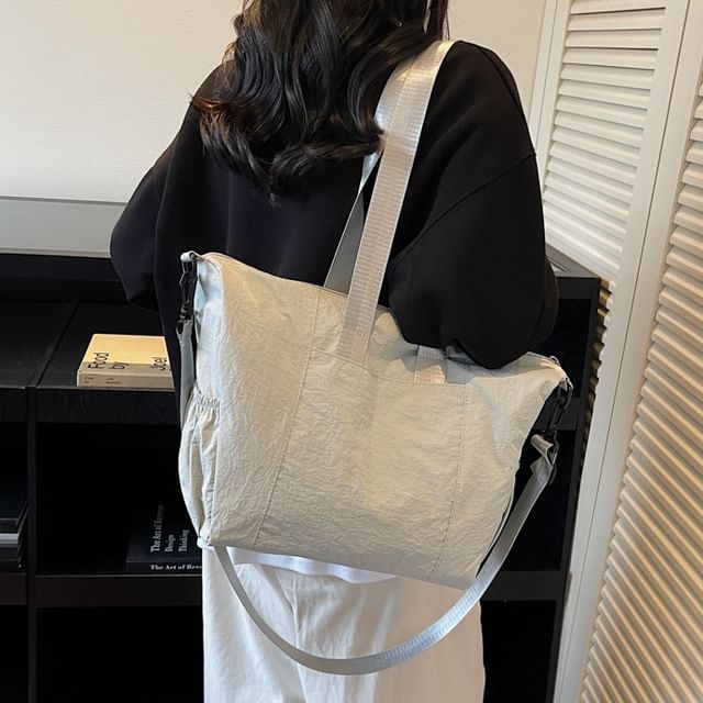 Skyglow-Plain Fabric Crossbody Tote Bag