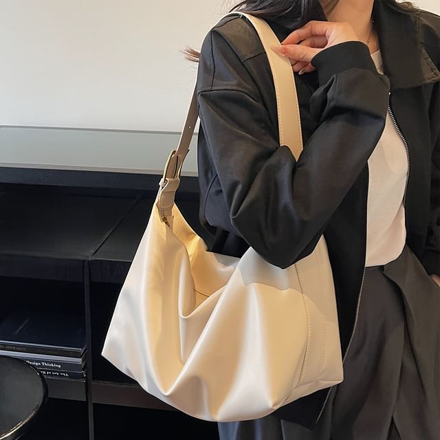 Skyglow-Plain Faux Leather Crossbody Bag