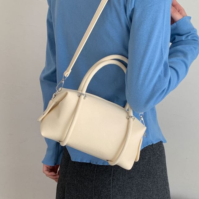 Skyglow-Plain Faux Leather Handbag