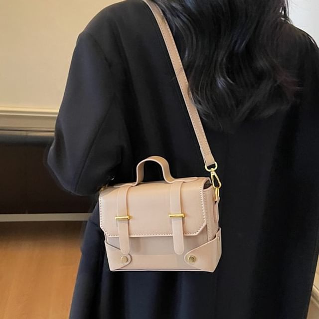 Skyglow-Plain Faux Leather Satchel Bag