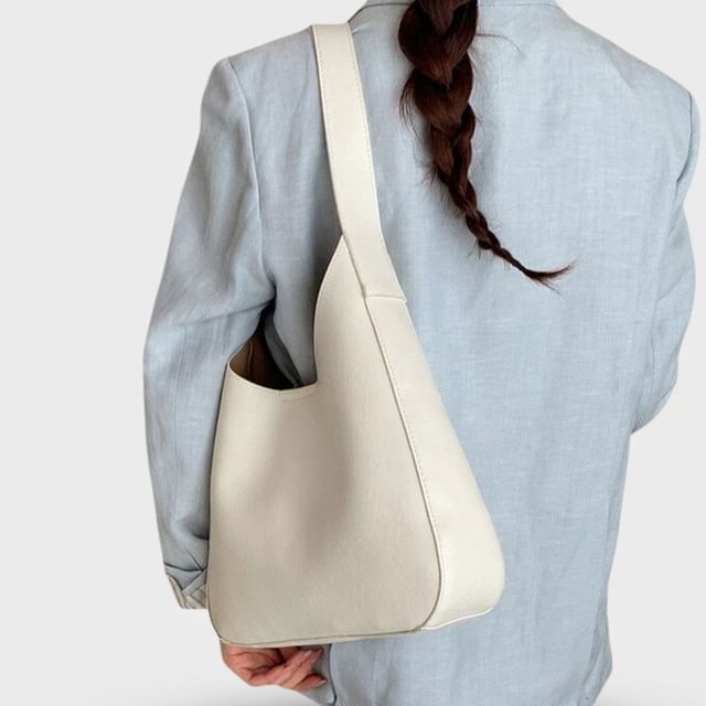 Skyglow-Plain Faux Leather Tote Bag