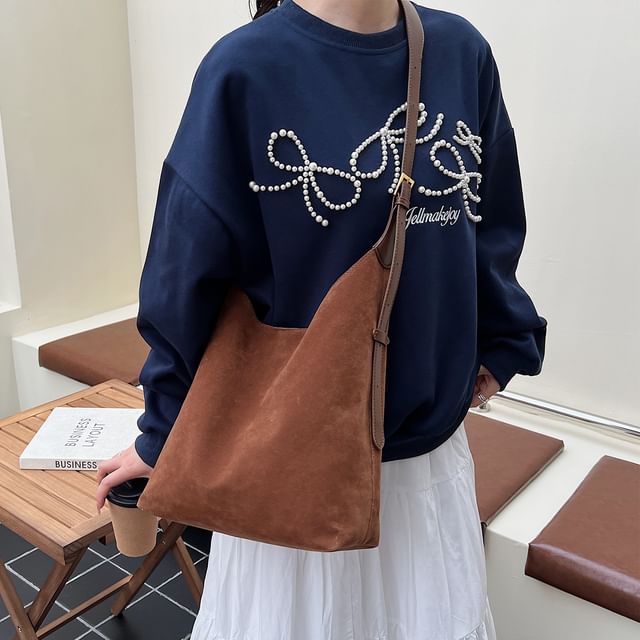 Skyglow-Plain Faux Suede Crossbody Bag
