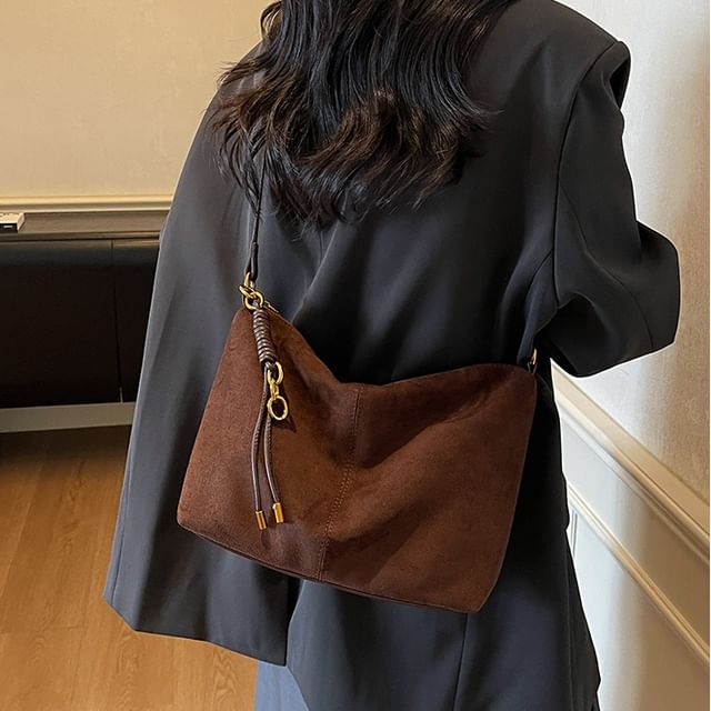 Skyglow-Plain Faux Suede Tote Bag