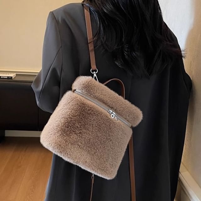 Skyglow-Plain Fluffy Backpack