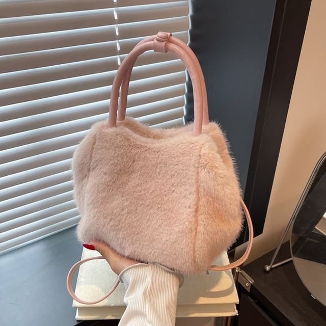 Skyglow-Plain Fluffy Crossbody Bag