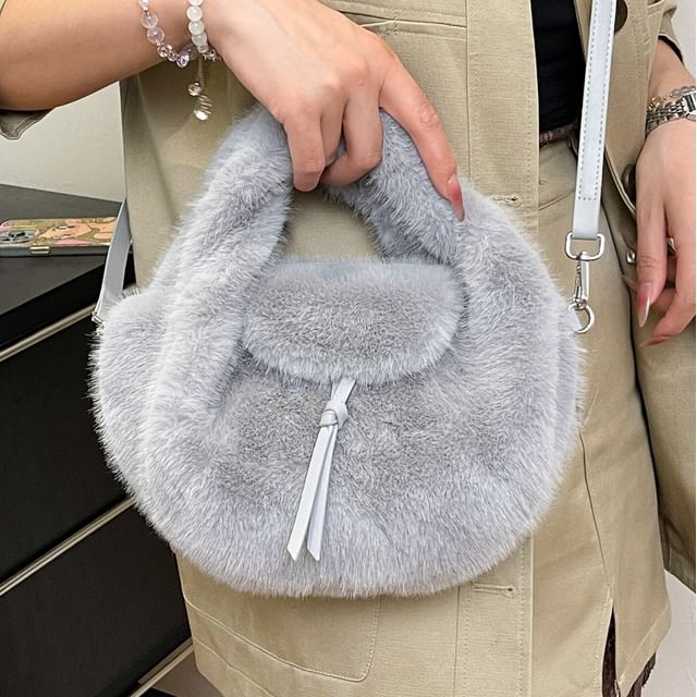 Skyglow-Plain Fluffy Crossbody Bag