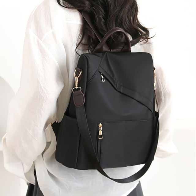 Skyglow-Plain Multi-Pocket Backpack