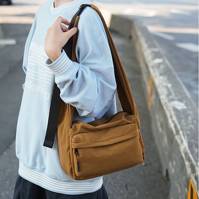 Skyglow-Plain Nylon Crossbody Bag