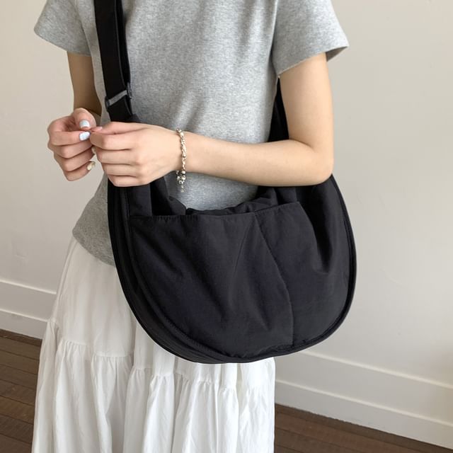 Skyglow-Plain Nylon Crossbody Shoulder Bag