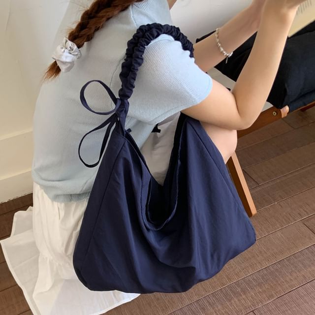 Skyglow-Plain Nylon Crossbody Tote Bag