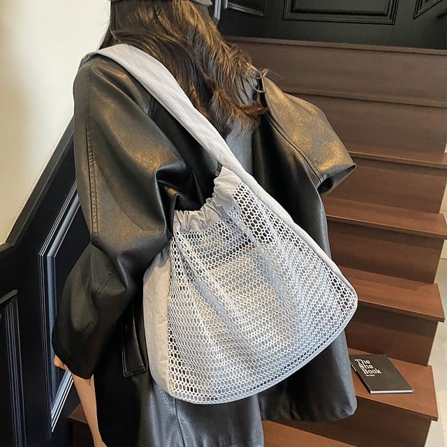 Skyglow-Plain Panel Mesh Tote Bag