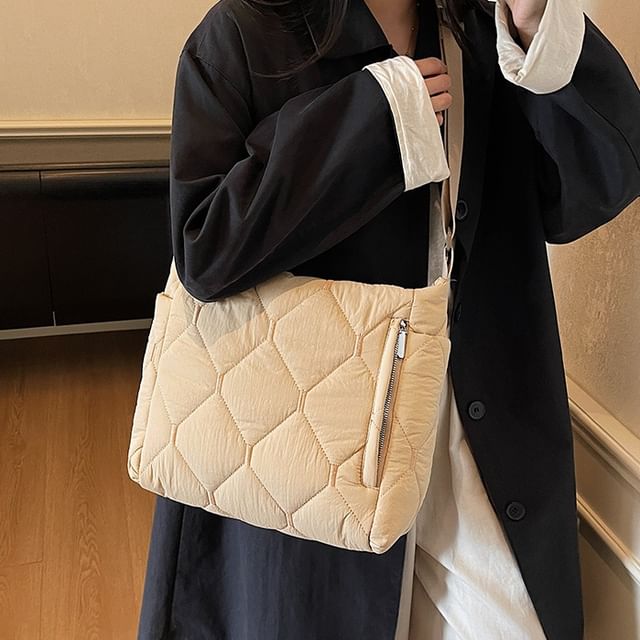Skyglow-Plain Quilted Diamond Crossbody Bag