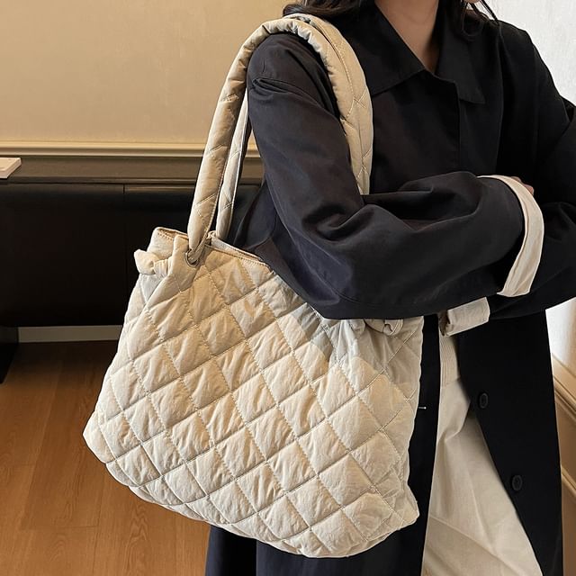Skyglow-Plain Quilted Fabric Tote Bag