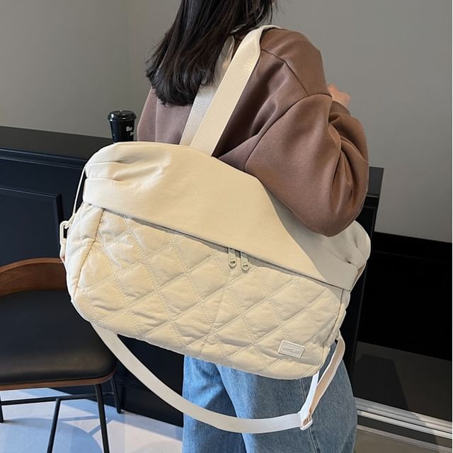 Skyglow-Plain Quilted Panel Duffel Bag