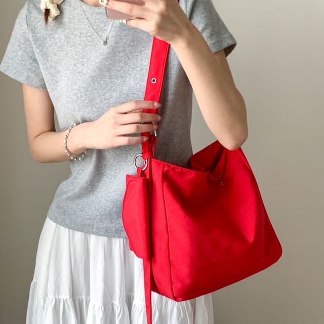 Skyglow-Plain Shoulder Bag With Pouch