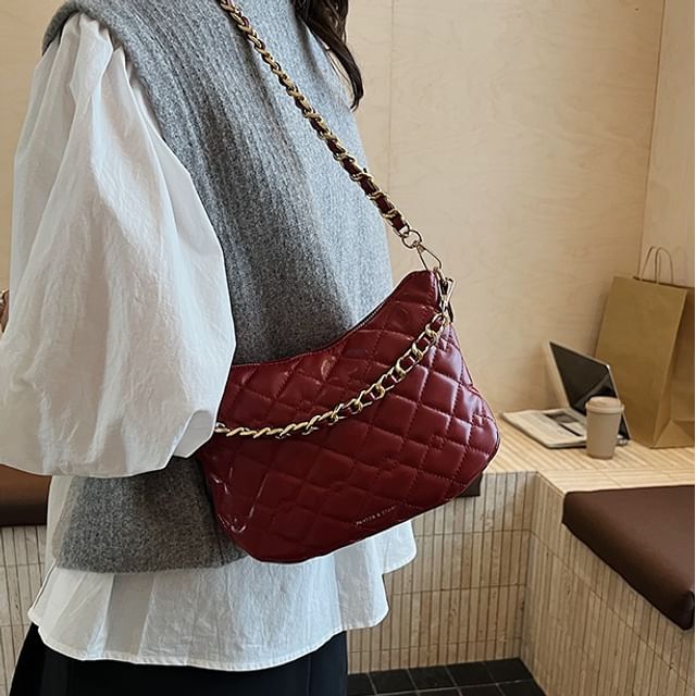 Skyglow-Quilted Chain Crossbody Bag