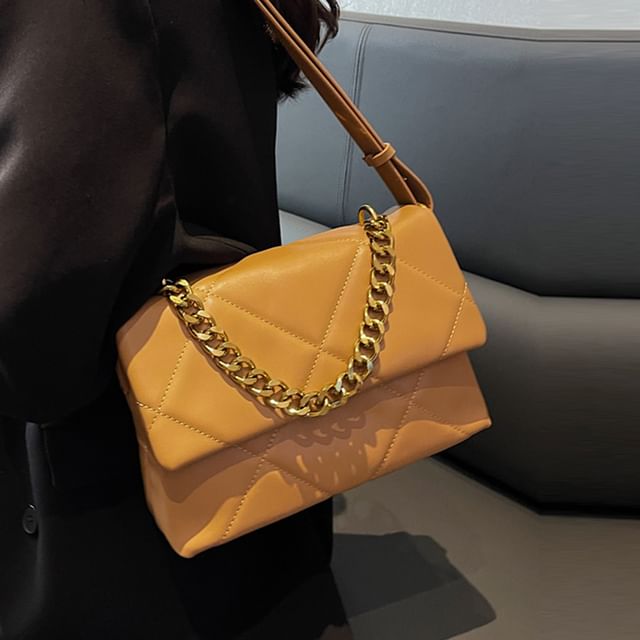 Skyglow-Quilted Flap Chain Shoulder Bag