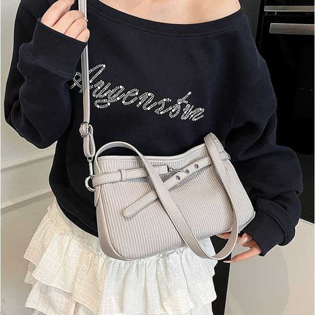 Skyglow-Ribbed Plain Crossbody Bag