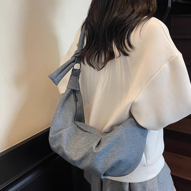 Skyglow-Shirred Denim Crossbody Bag