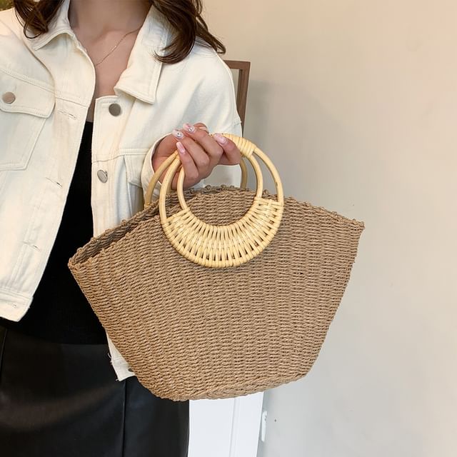 Skyglow-Straw Basket Tote Bag