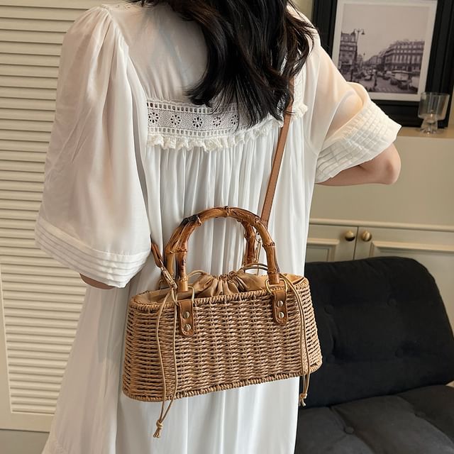 Skyglow-Straw Top Handle Crossbody Bag