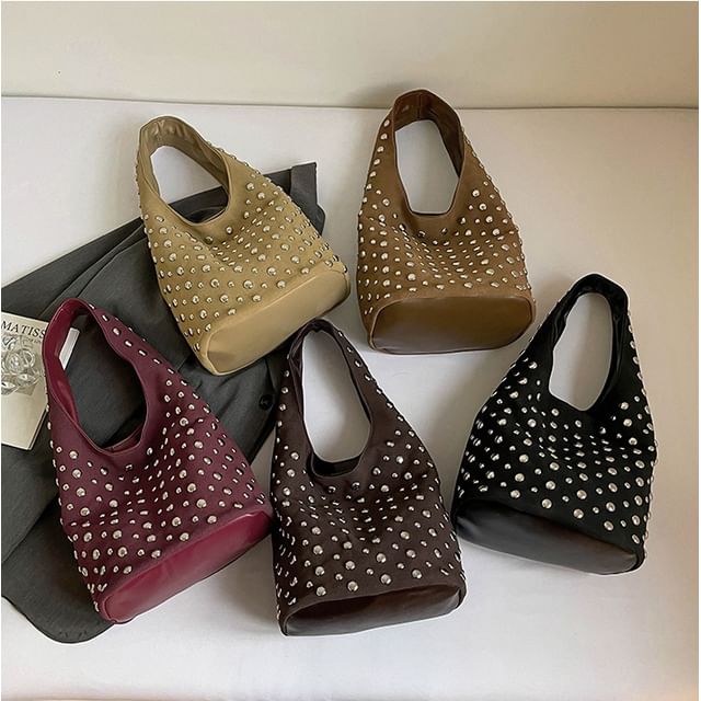 Skyglow-Studded Bucket Bag