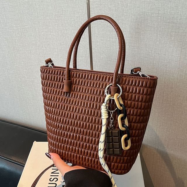 Skyglow-Textured Plain Bucket Bag